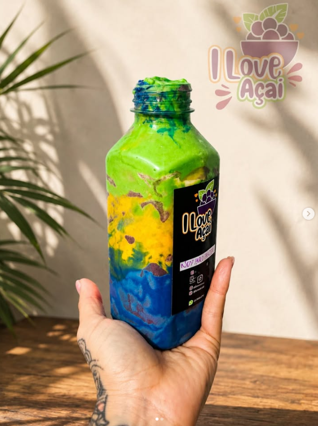 Açaí em garrafa personalizada I Love Açaí